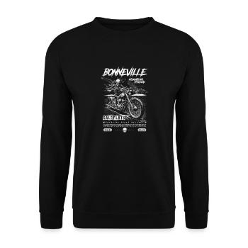 Bonneville Salzwüste Motorrad Vintage Biker - Unisex Pullover - Schwarz - Vorne - Alina (178cm) & Michal (187cm)