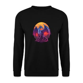 Blauer Drache Sonnenuntergang - Unisex Pullover - Schwarz - Vorne - Alina (178cm) & Michal (187cm)