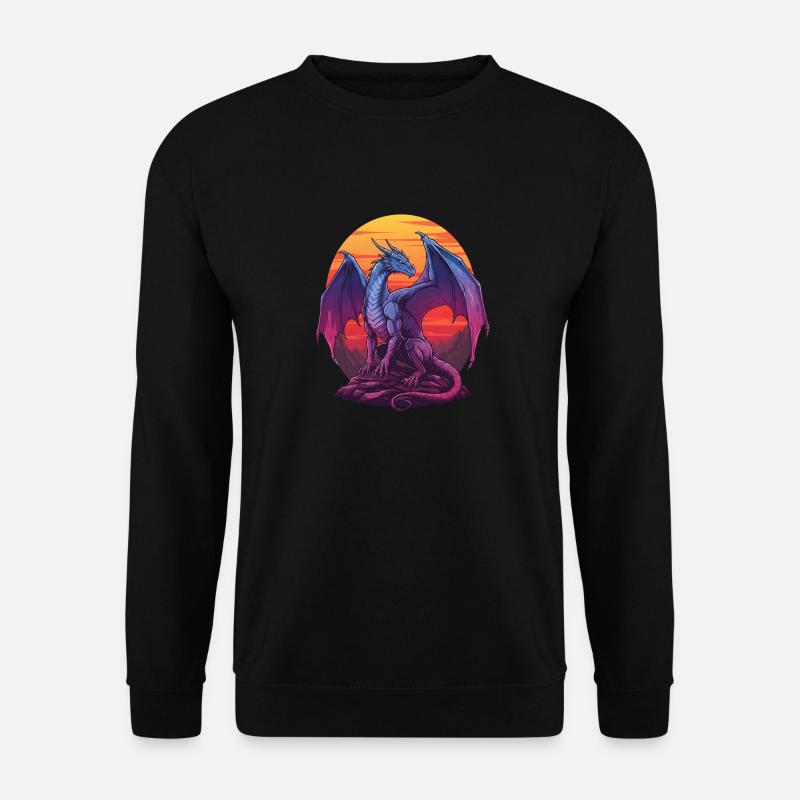Blauer Drache Sonnenuntergang - Unisex Pullover - Schwarz