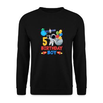 Astronaut Birthday Boy 5 Years - Unisex Sweatshirt - black - Front - Alina (178cm) & Michal (187cm)