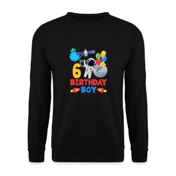 Adventurous 6th Birthday Boy Space - Unisex Sweatshirt - black - Front - Alina (178cm) & Michal (187cm)