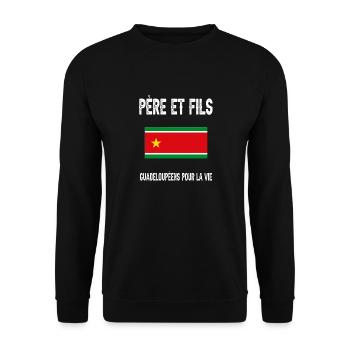 père fils papa guadeloupéen guadeloupe - Sweat-shirt Unisexe - noir - Devant - Alina (178cm) & Michal (187cm)