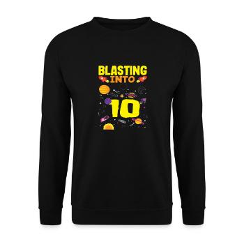 Adventures in space for the 10th birthday - Unisex Sweatshirt - black - Front - Alina (178cm) & Michal (187cm)