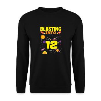 Space adventure for the 12th birthday - Unisex Sweatshirt - black - Front - Alina (178cm) & Michal (187cm)