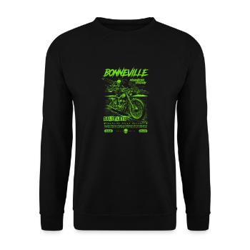 Bonneville Salzwüste Motorrad Vintage Biker - Unisex Pullover - Schwarz - Vorne - Alina (178cm) & Michal (187cm)
