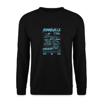 Bonneville Salzwüste Motorrad Vintage Biker - Unisex Pullover - Schwarz - Vorne - Alina (178cm) & Michal (187cm)