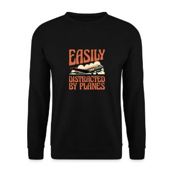 Flight Instructor Easily Distracted By Aviation - Unisex Sweatshirt - black - Front - Alina (178cm) & Michal (187cm)