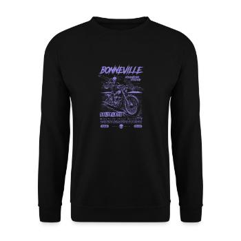Bonneville Salzwüste Motorrad Vintage Biker - Unisex Pullover - Schwarz - Vorne - Alina (178cm) & Michal (187cm)
