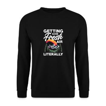 Frische Luft Tanken Beim Paragliding In Den Bergen - Unisex Pullover - Schwarz - Vorne - Alina (178cm) & Michal (187cm)