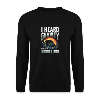 I heard gravity was just a suggestion - Unisex Sweatshirt - black - Front - Alina (178cm) & Michal (187cm)