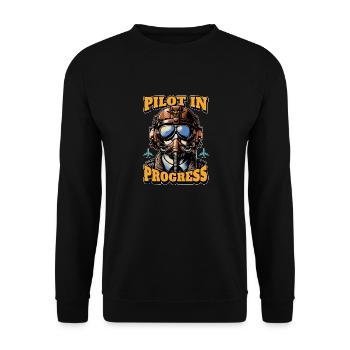 Flight Instructor Pilot In Progress Flight Trainer - Unisex Sweatshirt - black - Front - Alina (178cm) & Michal (187cm)