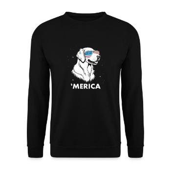Golden Retriever mit Sonnenbrille 4. Juli Merica - Unisex Pullover - Schwarz - Vorne - Alina (178cm) & Michal (187cm)