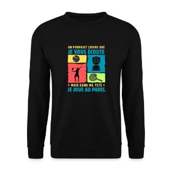 passion padel raquette padel humour padeliste - Sweat-shirt Unisexe - noir - Devant - Alina (178cm) & Michal (187cm)