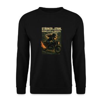 Stronger than steel Faster than doubt - Unisex Sweatshirt - black - Front - Alina (178cm) & Michal (187cm)