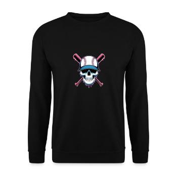 Baseball Totenkopf Baseballschläger - Unisex Pullover - Schwarz - Vorne - Alina (178cm) & Michal (187cm)