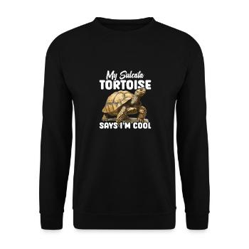 Meine Sulcata Tortoise Sagt, Ich Bin Cool - Unisex Pullover - Schwarz - Vorne - Alina (178cm) & Michal (187cm)