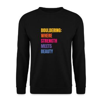 Bouldern Stärke Trifft Auf Schönheit Boulder - Unisex Pullover - Schwarz - Vorne - Alina (178cm) & Michal (187cm)