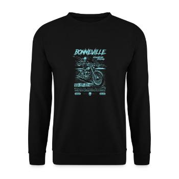 Bonneville Salzwüste Motorrad Vintage Biker - Unisex Pullover - Schwarz - Vorne - Alina (178cm) & Michal (187cm)