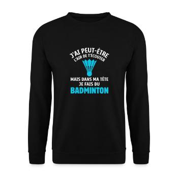 joueur de badminton humour cadeau badminton - Sweat-shirt Unisexe - noir - Devant - Alina (178cm) & Michal (187cm)