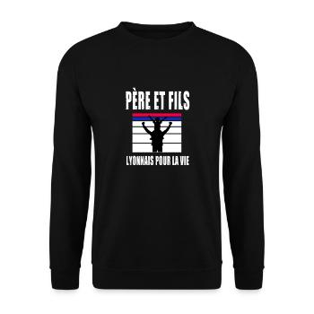 père et fils papa lyonnais lyon fête des pères - Sweat-shirt Unisexe - noir - Devant - Alina (178cm) & Michal (187cm)