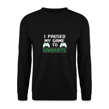 Lustiger Gamer Abschluss Spruch - Unisex Pullover - Schwarz - Vorne - Alina (178cm) & Michal (187cm)