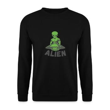 Rencontre d’OVNI extraterrestre vert - Sweat-shirt Unisexe - noir - Devant - Alina (178cm) & Michal (187cm)