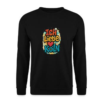 Ich liebe Köln – Drei Worte, ein Gefühl. - Unisex Pullover - Schwarz - Vorne - Alina (178cm) & Michal (187cm)