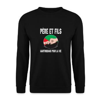 père fils papa martiniquais martinique fête pères - Sweat-shirt Unisexe - noir - Devant - Alina (178cm) & Michal (187cm)