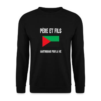 père et fils papa martiniquais martinique - Sweat-shirt Unisexe - noir - Devant - Alina (178cm) & Michal (187cm)