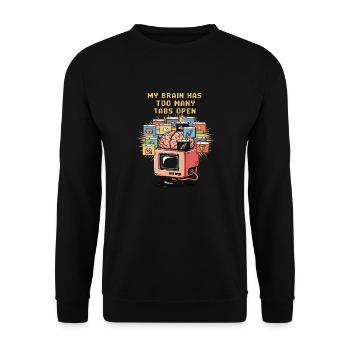 Zu viele Tabs – ADS Gehirn Cartoon Design - Unisex Pullover - Schwarz - Vorne - Alina (178cm) & Michal (187cm)