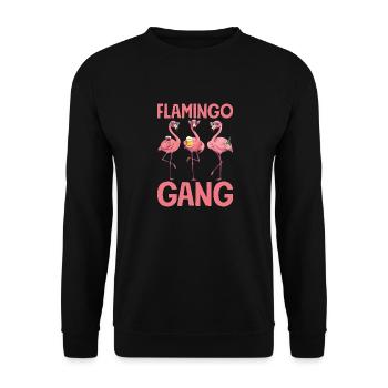 Flamingo Gang Gruppen Motiv JGA Mallorca Party - Unisex Pullover - Schwarz - Vorne - Alina (178cm) & Michal (187cm)