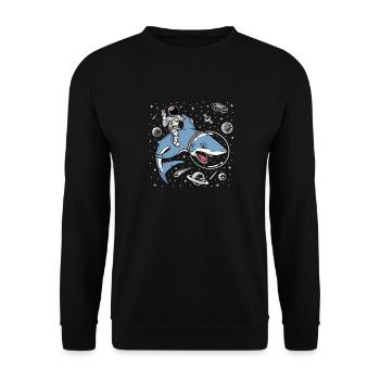 Astronaute chevauchant un requin de l’espace - Sweat-shirt Unisexe - noir - Devant - Alina (178cm) & Michal (187cm)