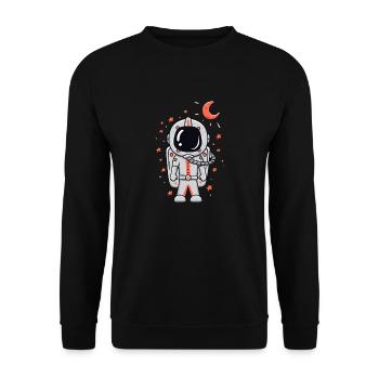 Astronaute mignon avec la lune et les étoiles - Sweat-shirt Unisexe - noir - Devant - Alina (178cm) & Michal (187cm)