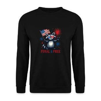 Waschbär Wild & Frei Weiß Und Wild 4. Juli - Unisex Pullover - Schwarz - Vorne - Alina (178cm) & Michal (187cm)