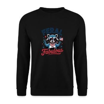 Waschbär Wild & Frei Rot Weiß Und Wild - Unisex Pullover - Schwarz - Vorne - Alina (178cm) & Michal (187cm)