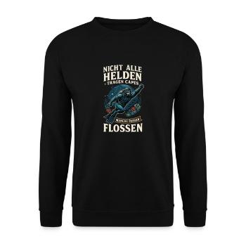 Not all heroes wear capes, fins, divers - Unisex Sweatshirt - black - Front - Alina (178cm) & Michal (187cm)