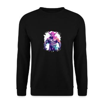 Bison Muscles Musculation Taureau - Sweat-shirt Unisexe - noir - Devant - Alina (178cm) & Michal (187cm)