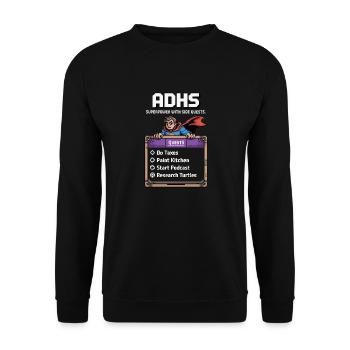 ADHD Superpower – Side-Quest Hero Shirt - Unisex Sweatshirt - black - Front - Alina (178cm) & Michal (187cm)