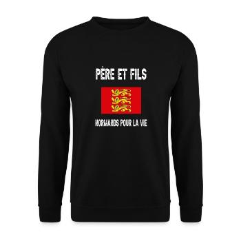 père et fils papa normand normandie - Sweat-shirt Unisexe - noir - Devant - Alina (178cm) & Michal (187cm)