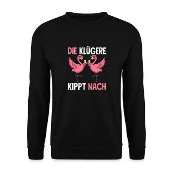 The smarter one tips over to Malle girls JGA Flamingo - Unisex Sweatshirt - black - Front - Alina (178cm) & Michal (187cm)