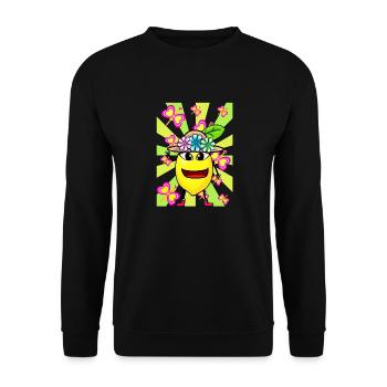 Retro Lemon Kids Child Girl Boys Fruit - Unisex Sweatshirt - black - Front - Alina (178cm) & Michal (187cm)