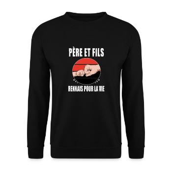 père et fils papa rennes rennais fête des pères - Sweat-shirt Unisexe - noir - Devant - Alina (178cm) & Michal (187cm)