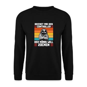 Funny Sloth Saying for Gamblers - Unisex Sweatshirt - black - Front - Alina (178cm) & Michal (187cm)