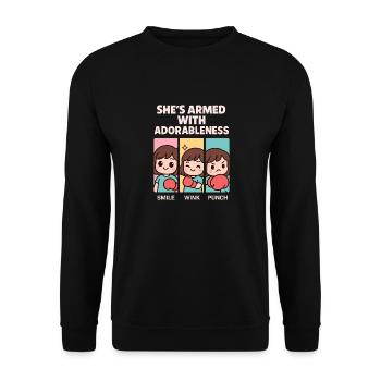 Soft Girl Pastel Power Feminine - Unisex Sweatshirt - black - Front - Alina (178cm) & Michal (187cm)