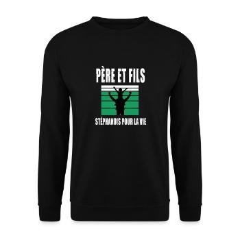 père et fils papa stéphanois saint étienne - Sweat-shirt Unisexe - noir - Devant - Alina (178cm) & Michal (187cm)