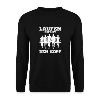 LAUFEN BEFREIT DEN KOPF Läufer Lustiges - Unisex Pullover - Schwarz - Vorne - Alina (178cm) & Michal (187cm)