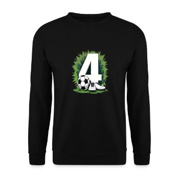 Fußball Geburtstag 4 Jahre Jungen Geschenk - Unisex Pullover - Schwarz - Vorne - Alina (178cm) & Michal (187cm)