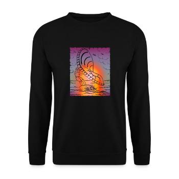 Windsurfing, foil surfing, surfers - Unisex Sweatshirt - black - Front - Alina (178cm) & Michal (187cm)