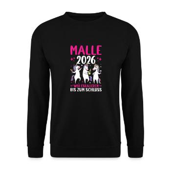 Malle 2026 We escalate to the end - Unisex Sweatshirt - black - Front - Alina (178cm) & Michal (187cm)