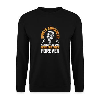 Funny Sports Ansager - Unisex Pullover - Schwarz - Vorne - Alina (178cm) & Michal (187cm)